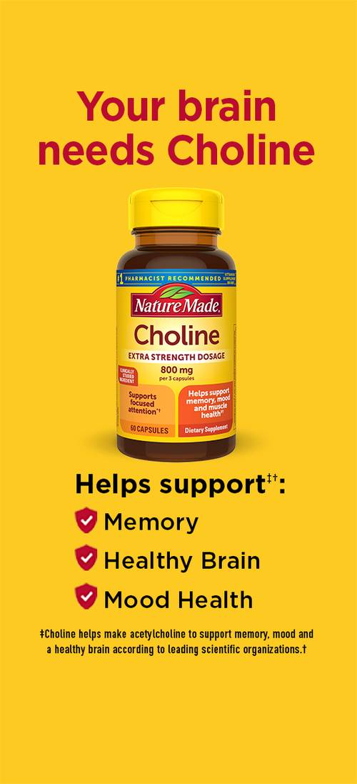 Choline Extra Strength Dosage 800 Mg Per 3 Capsules