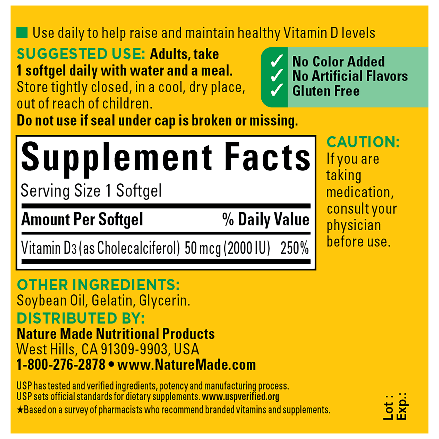 Vitamin D3 2000 IU (50 mcg) Softgels | 90