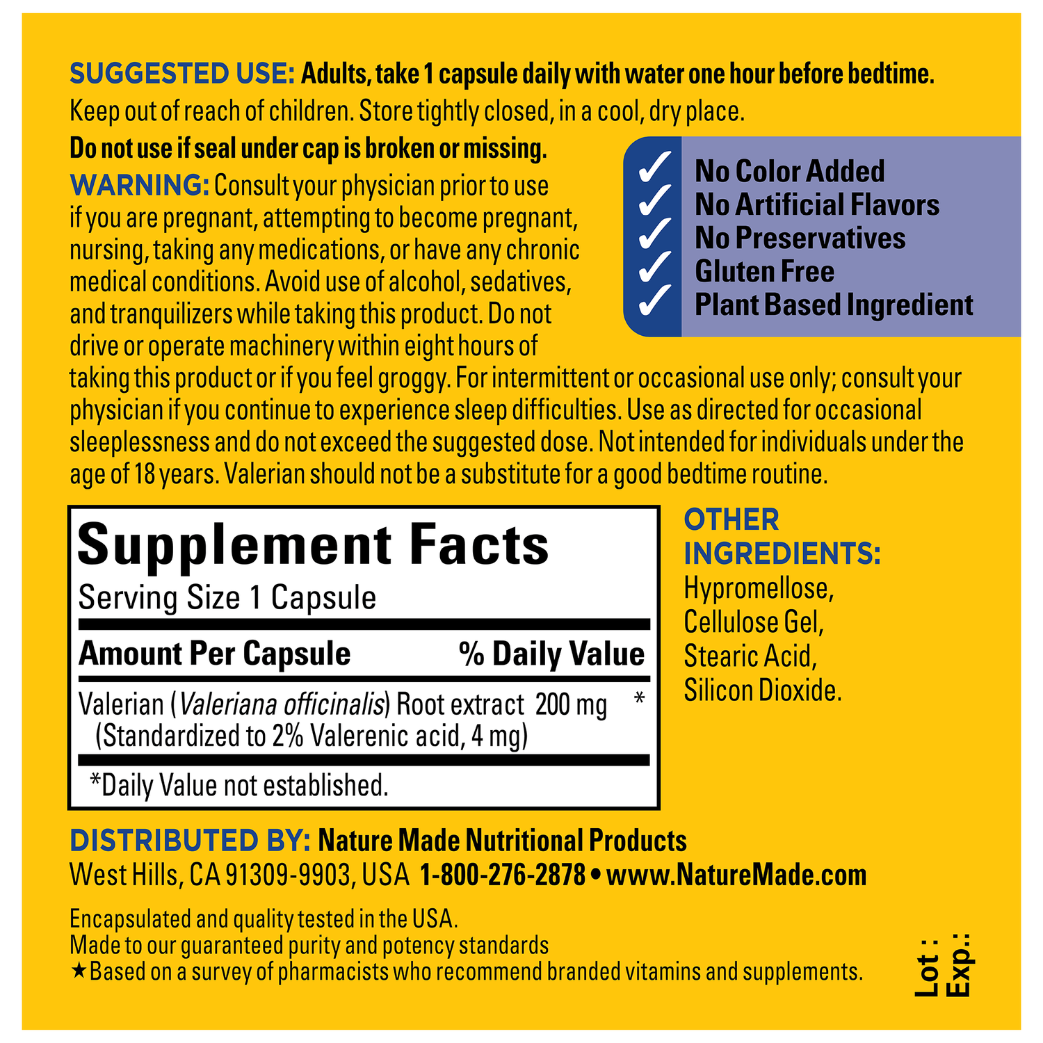 Valerian Root 200 mg Capsules |